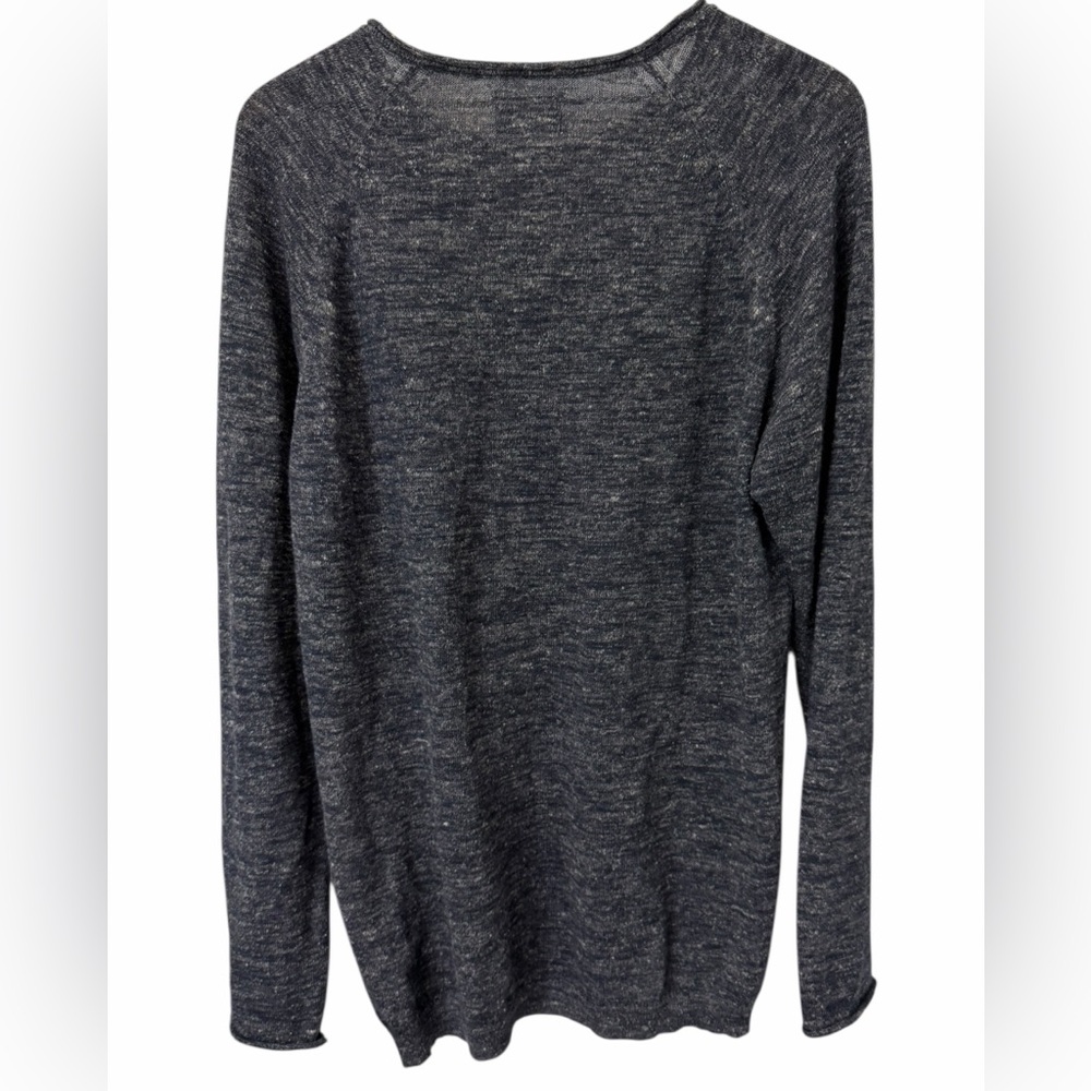 Nudie Jeans Co Vladimir Wool Linen Sweater Blue Speckled L Minimalist - Picture 3 of 5